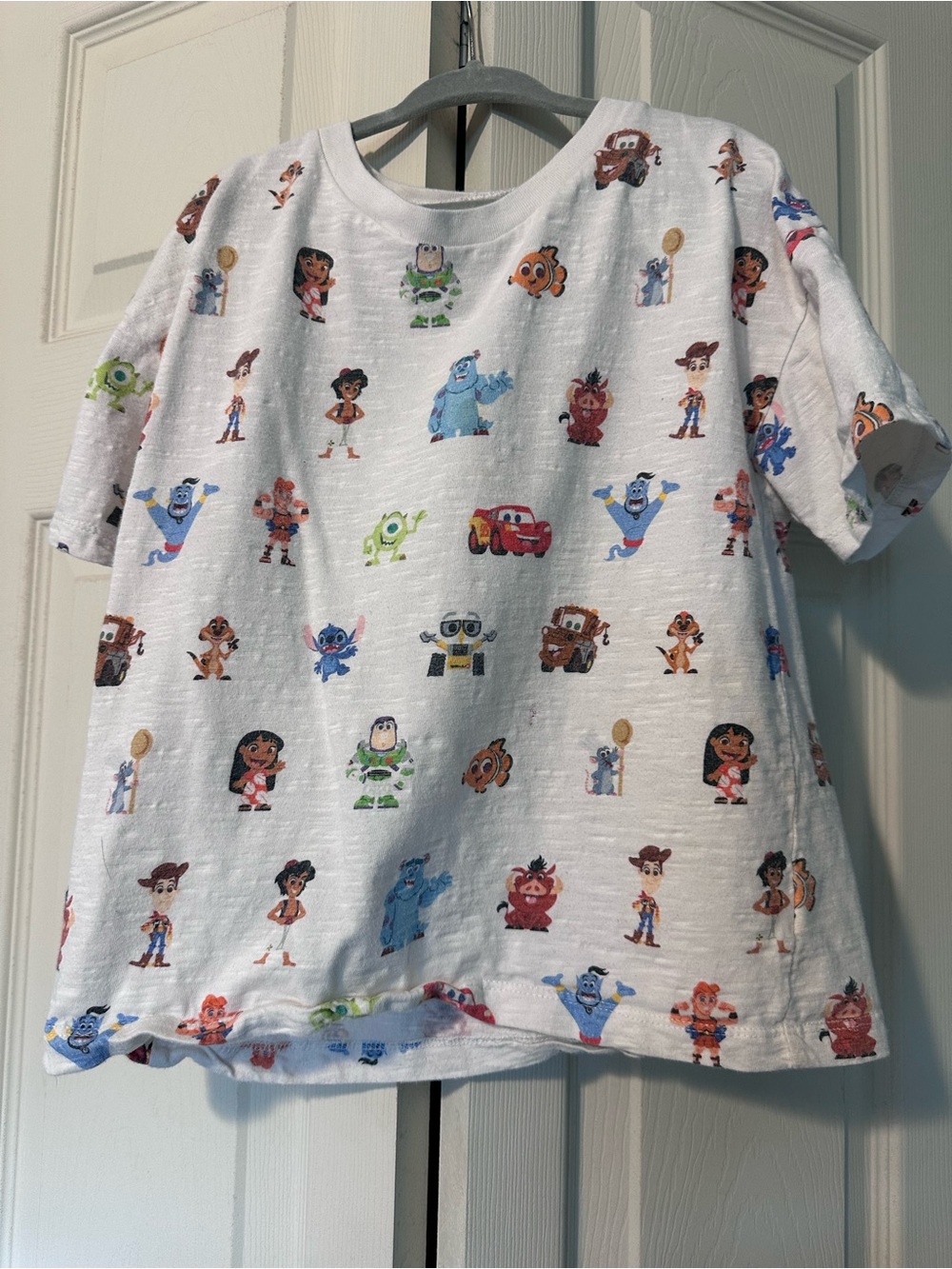Disney White Multi Pixar Character Allover Tee